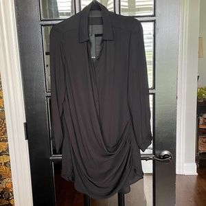 NWT - Krisa Sheer Shirt Dress with Slip Underneath - Black - Large